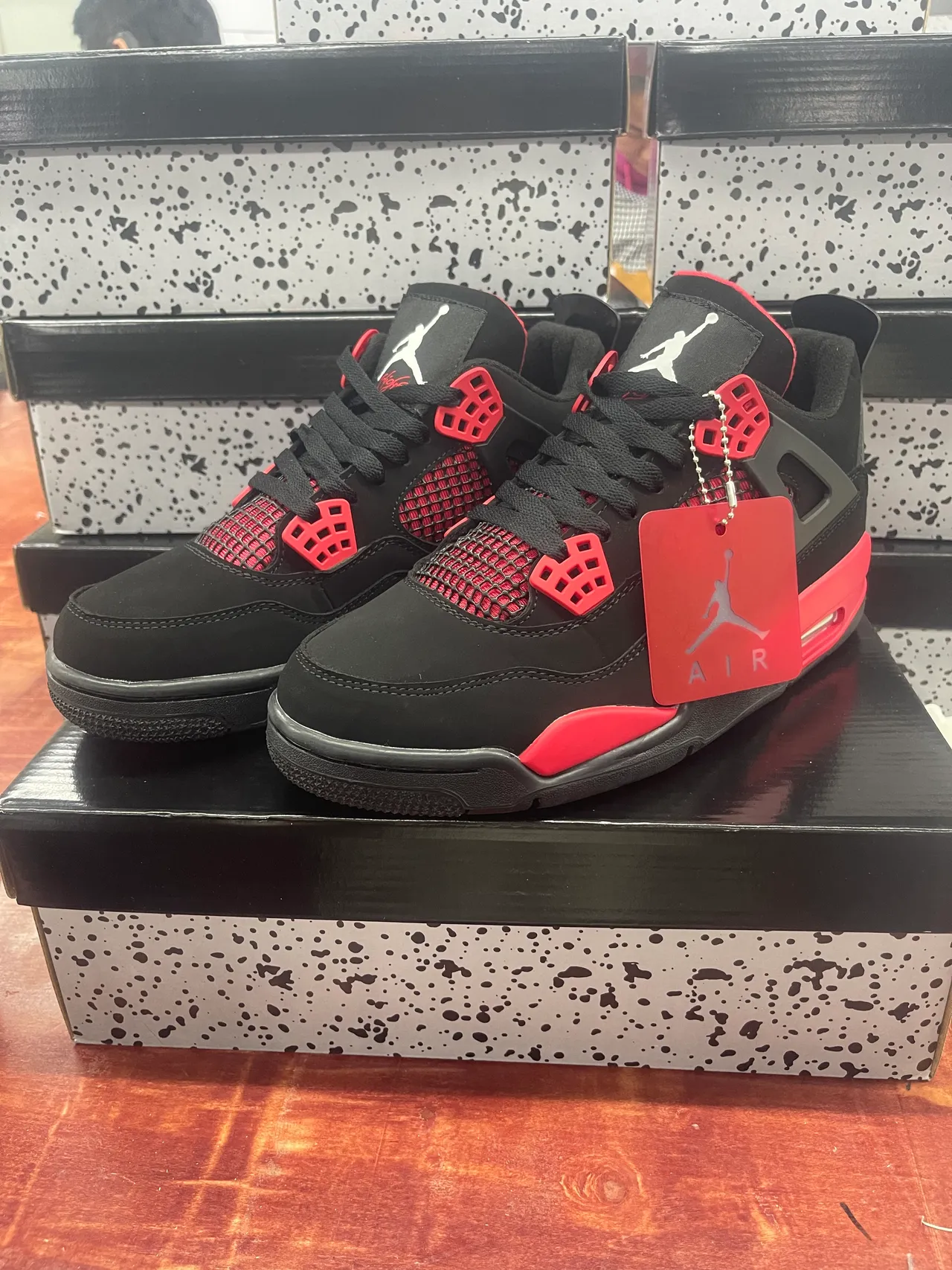 Air Jordan 4 Black and University Red Basketball Shoes 5