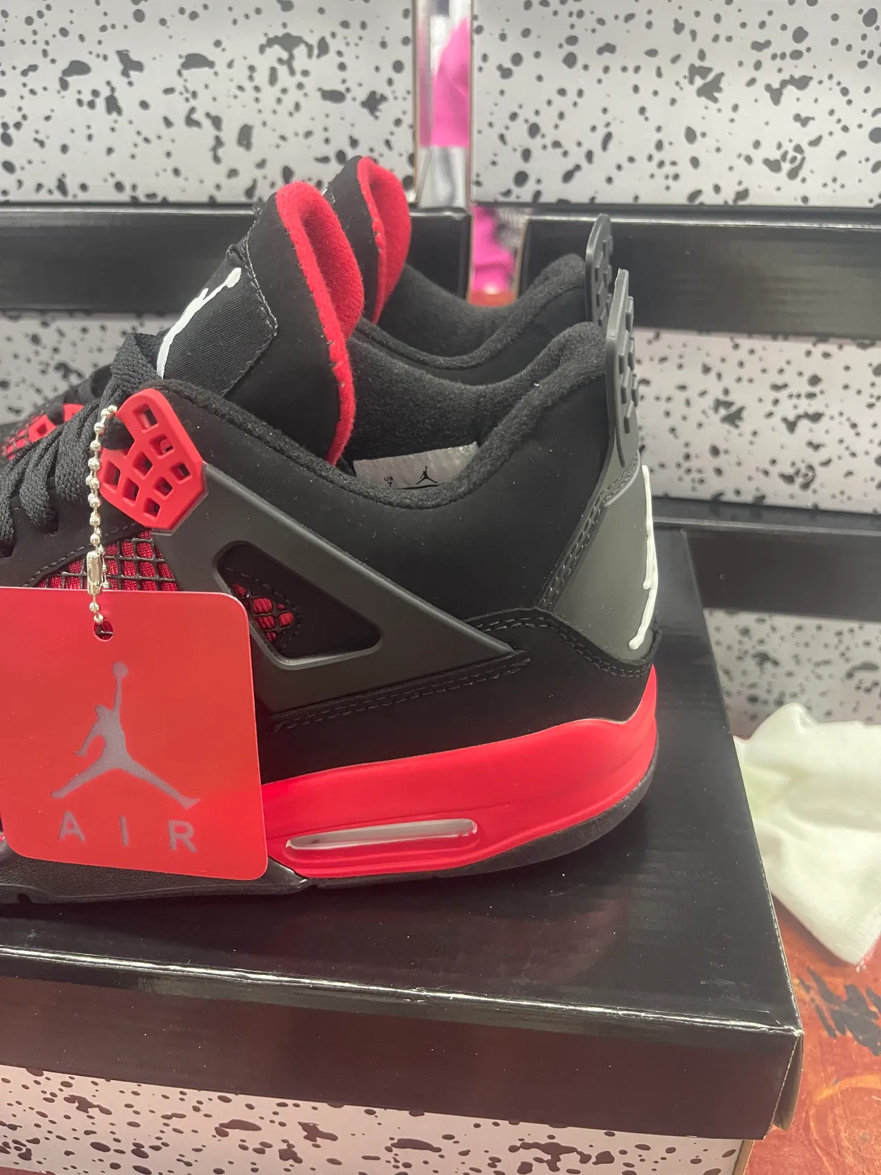 Air Jordan 4 Black and University Red Basketball Shoes 7