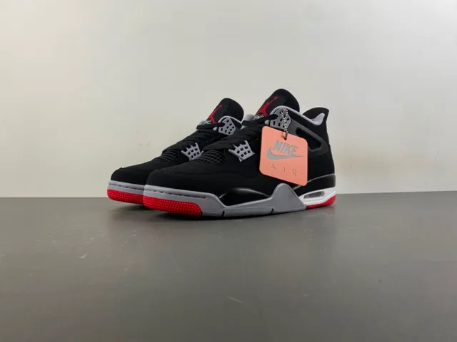 Air Jordan 4 Black Cement Red Basketball Shoes 10