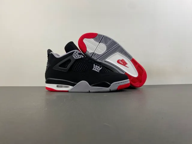 Air Jordan 4 Black Cement Red Basketball Shoes 12