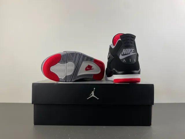 Air Jordan 4 Black Cement Red Basketball Shoes 16