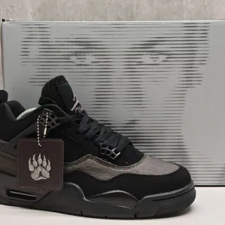 Air Jordan 4 Black Dark Gray Textured Upper Basketball Shoes