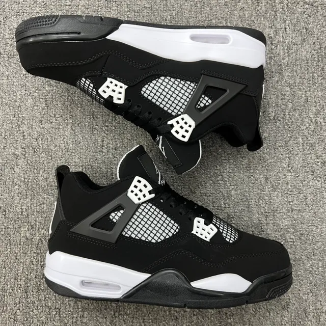 Air Jordan 4 Black White Basketball Shoes 4