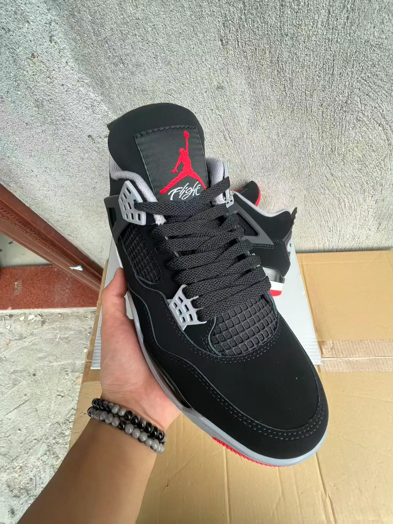 Air Jordan 4 Black White Red Basketball Shoes 2