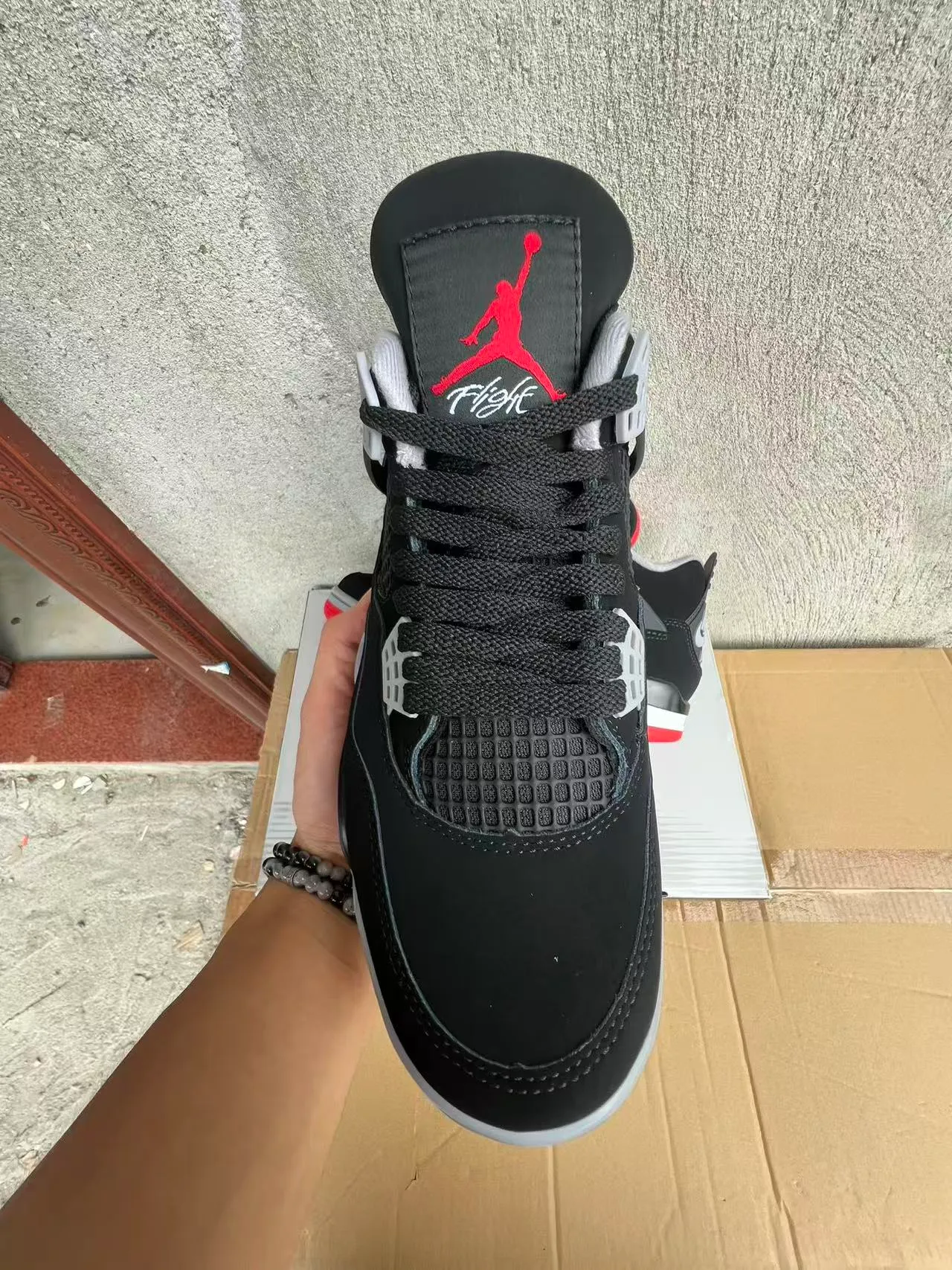 Air Jordan 4 Black White Red Basketball Shoes 3