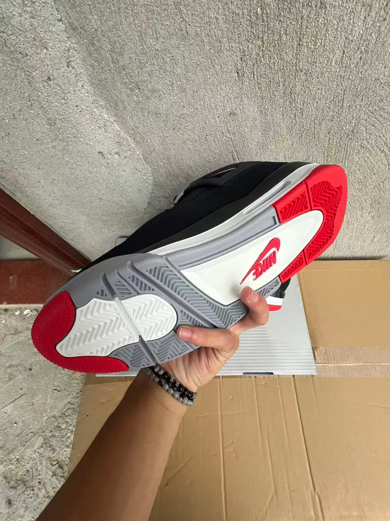 Air Jordan 4 Black White Red Basketball Shoes 6