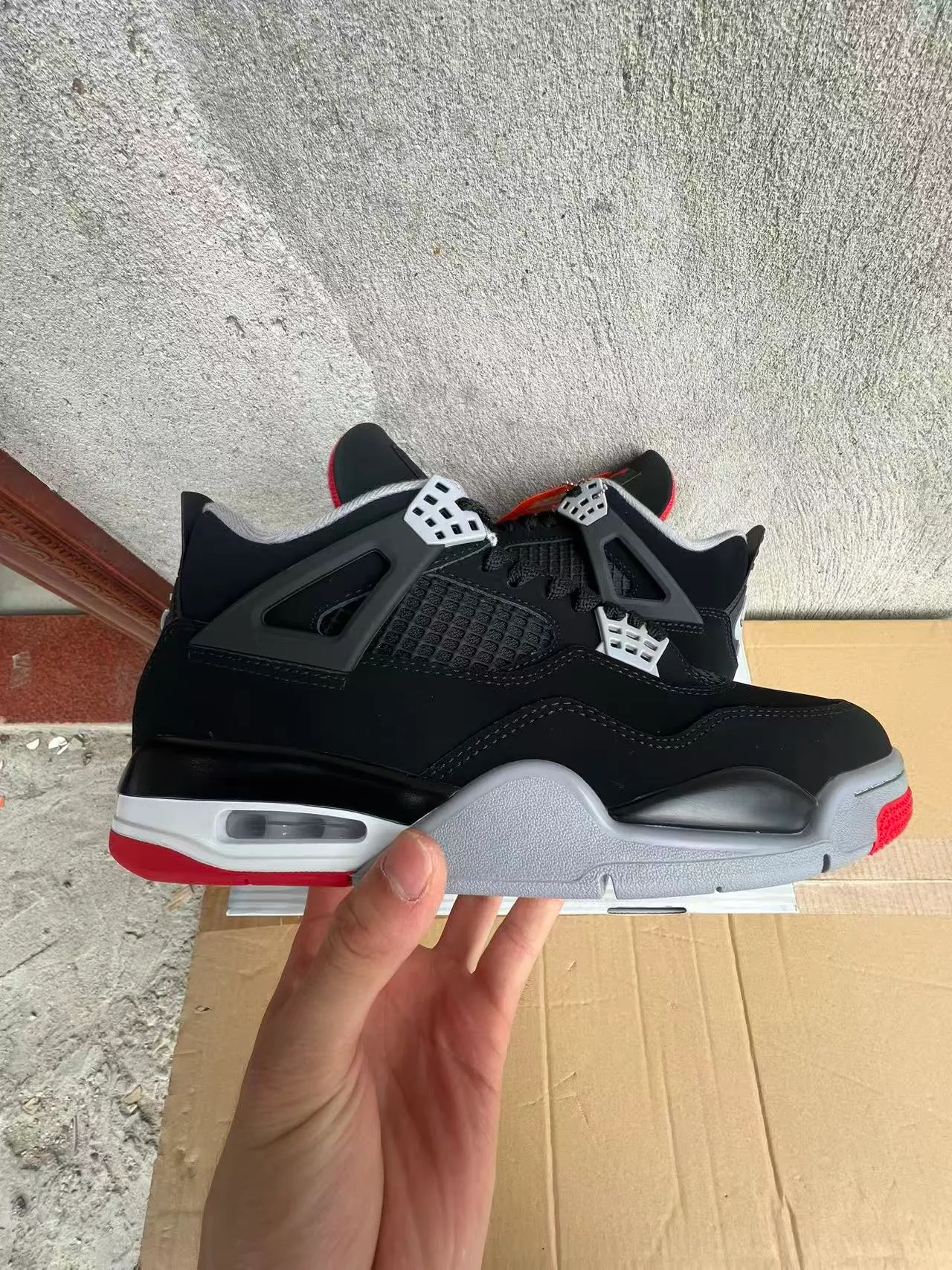 Air Jordan 4 Black White Red Basketball Shoes 7
