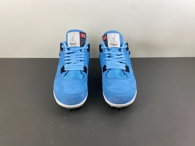 Air Jordan 4 Blue White Light Suede Upper Speckled Grey Cage Overlay Basketball Shoes 11