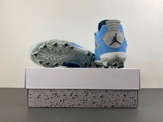 Air Jordan 4 Blue White Light Suede Upper Speckled Grey Cage Overlay Basketball Shoes 16