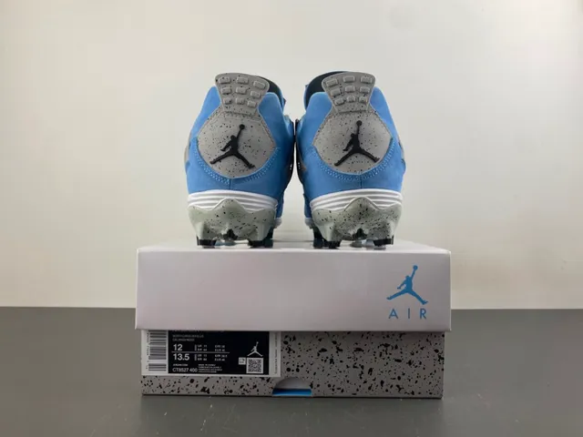 Air Jordan 4 Blue White Light Suede Upper Speckled Grey Cage Overlay Basketball Shoes 17