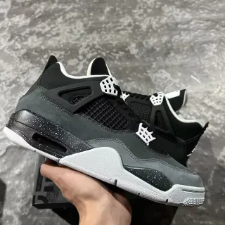 Air Jordan 4 Gris Oscuro Negro Blanco Salpicado Zapatos de Baloncesto