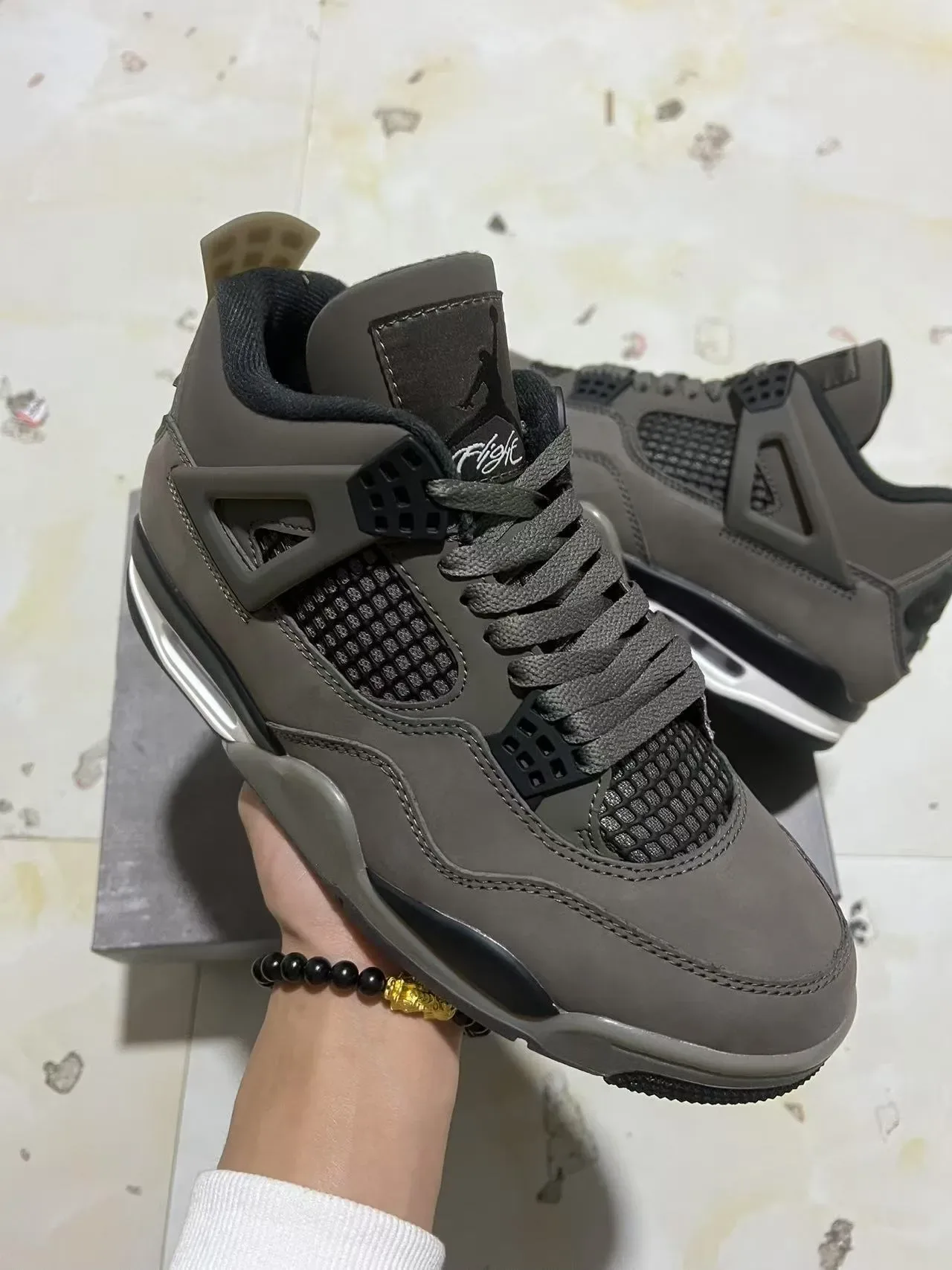 Air Jordan 4 Gris Noir Blanc Chaussures de Basketball 2