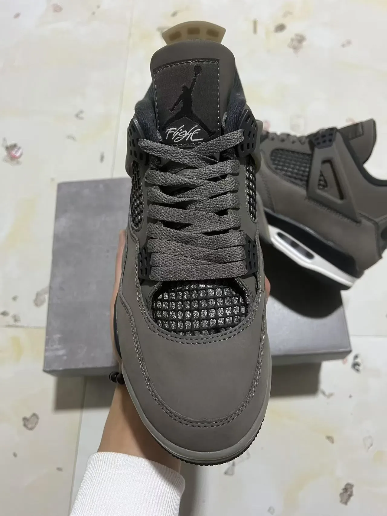 Air Jordan 4 Gris Noir Blanc Chaussures de Basketball 3