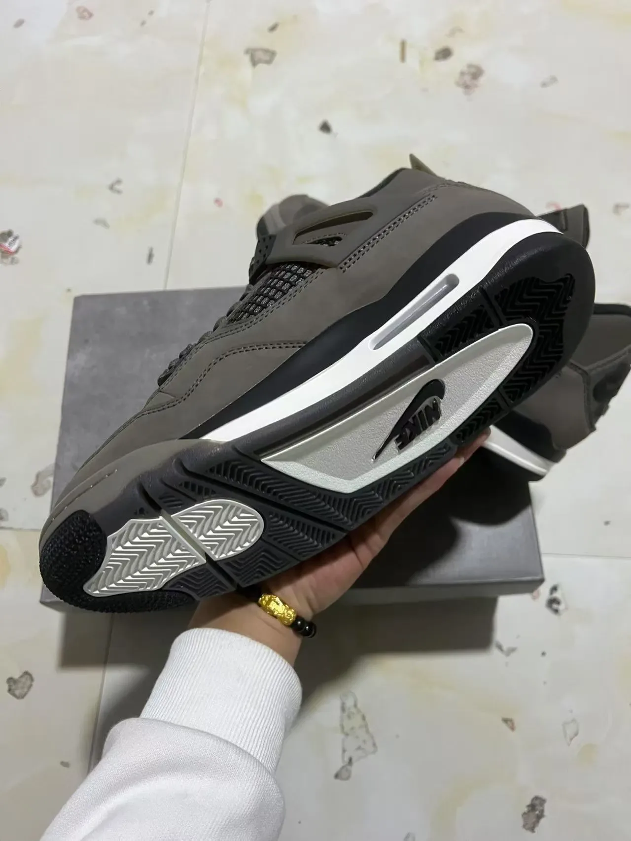 Air Jordan 4 Gris Noir Blanc Chaussures de Basketball 6