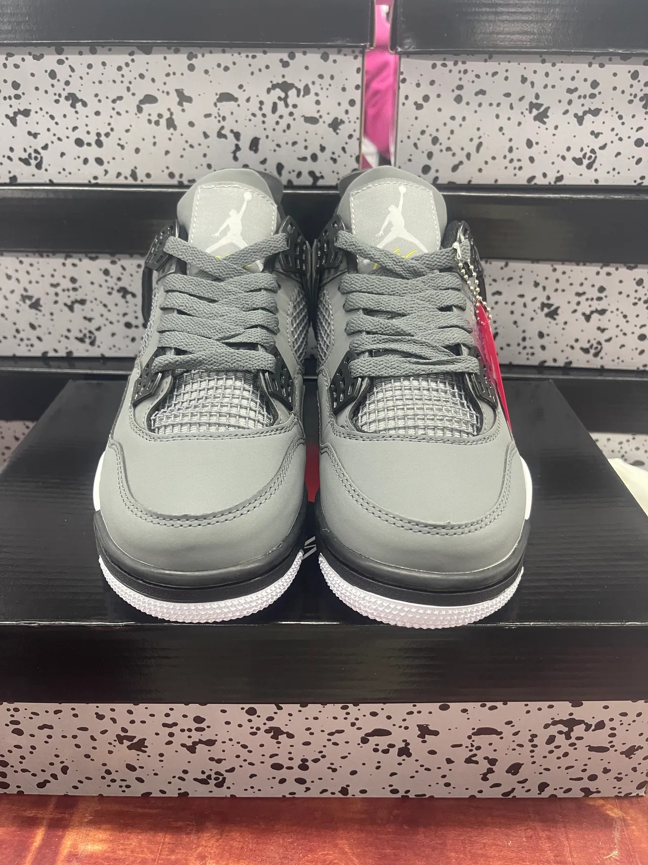 Air Jordan 4 Gray White Black Basketball Shoes 4