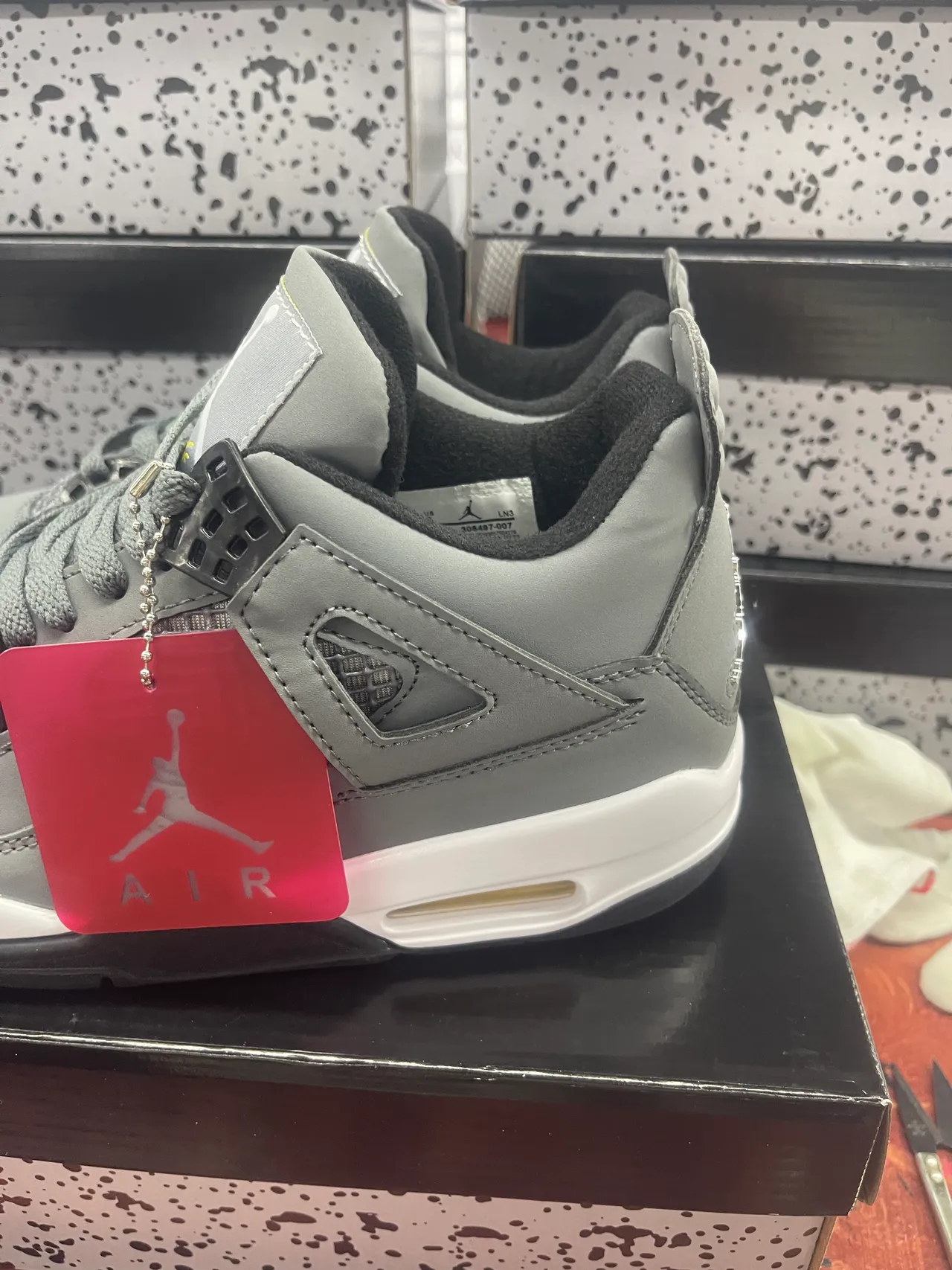 Air Jordan 4 Gray White Black Basketball Shoes 5