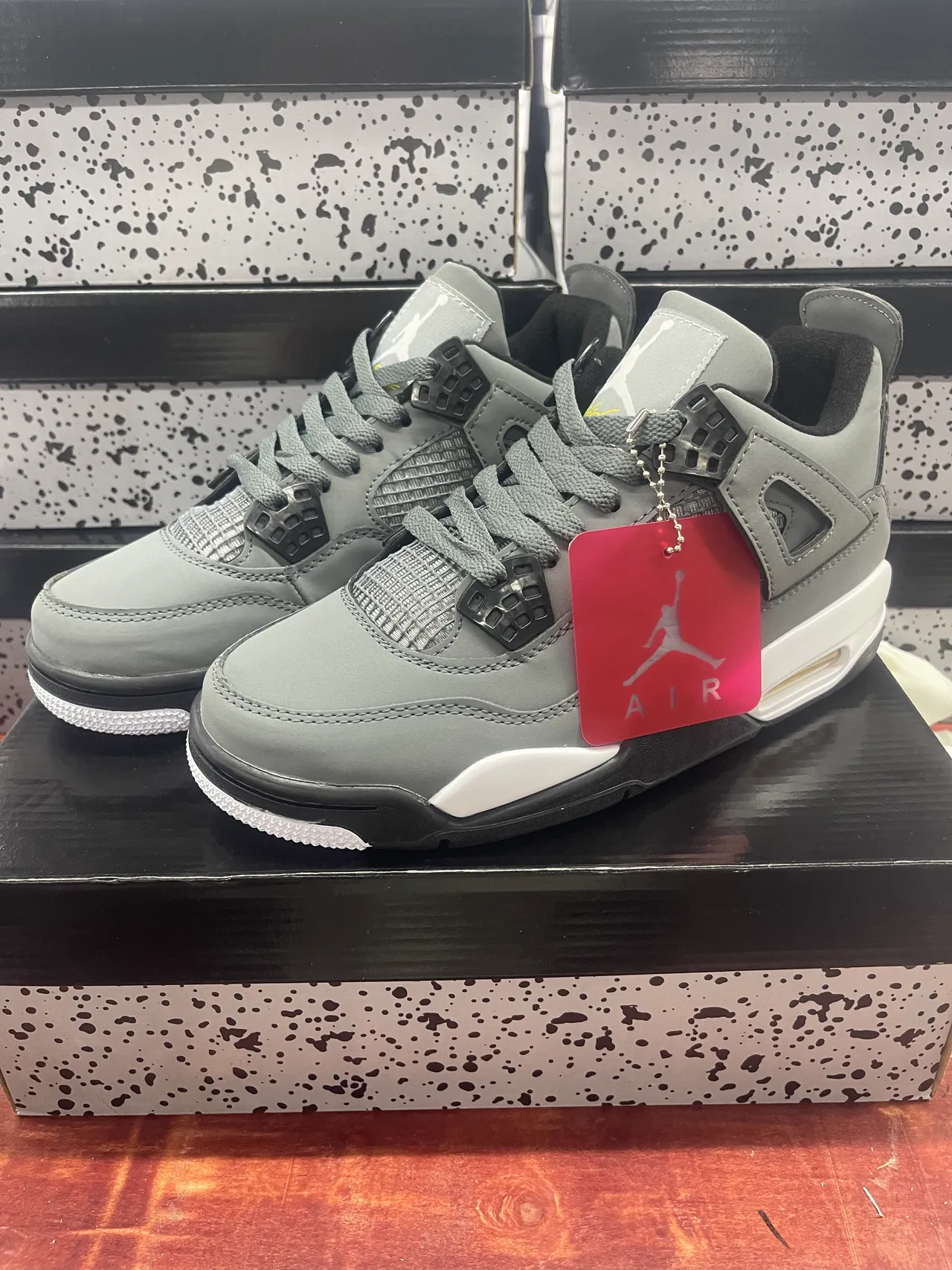 Air Jordan 4 Gray White Black Basketball Shoes 6