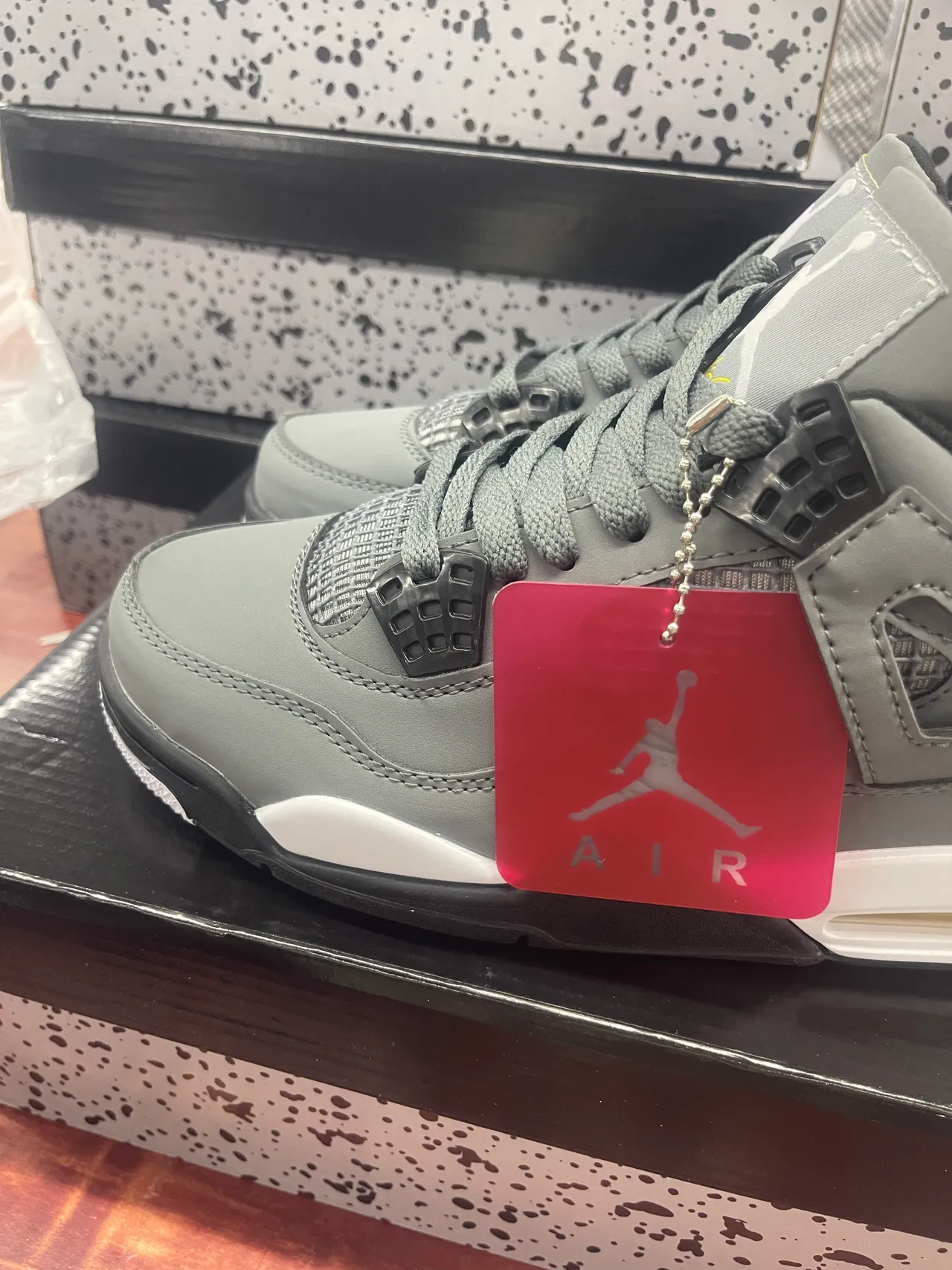 Air Jordan 4 Gray White Black Basketball Shoes 7