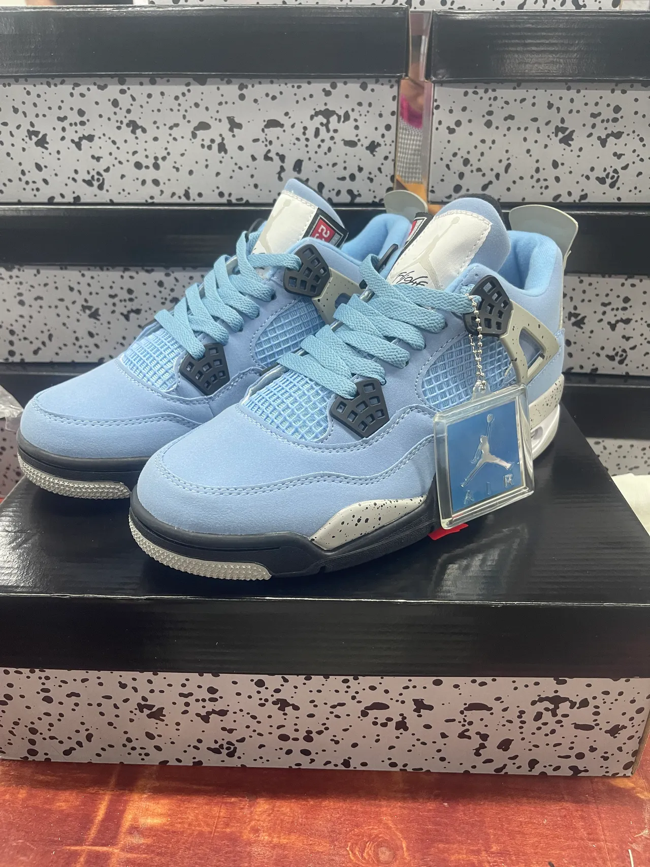 Air Jordan 4 Light Blue Speckled Basketball Shoes 5