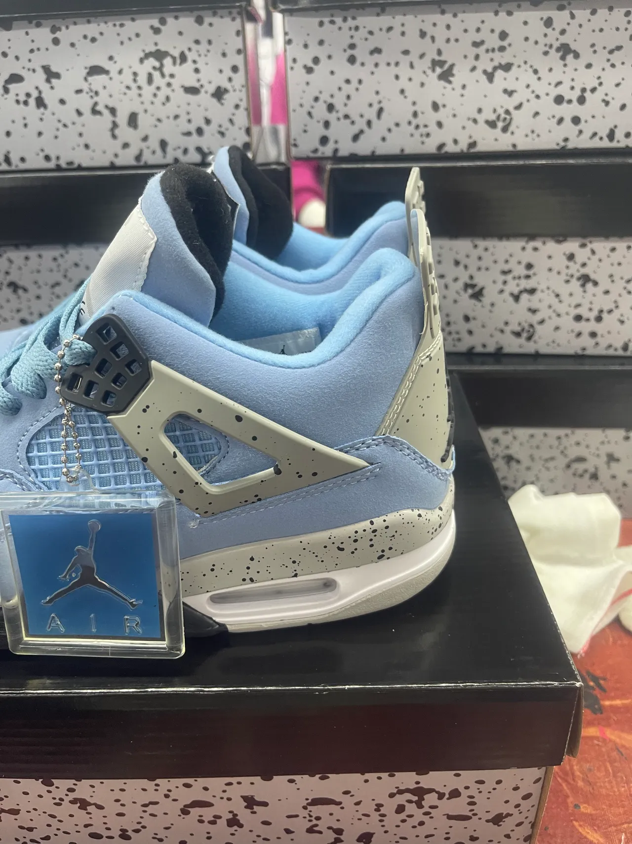 Air Jordan 4 Light Blue Speckled Basketball Shoes 7