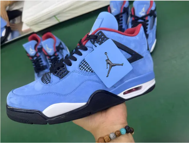 Air Jordan 4 Azul Claro Suede Preto Branco Vermelho Tênis de Basquete 2