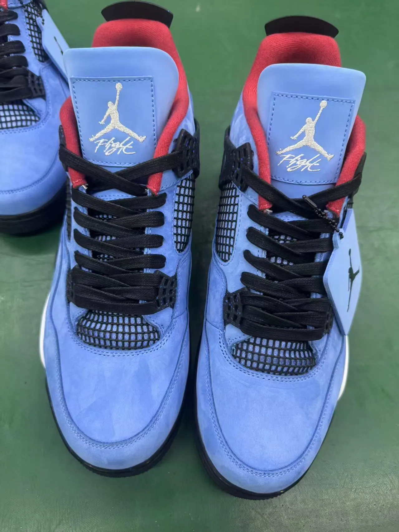 Air Jordan 4 Azul Claro Suede Preto Branco Vermelho Tênis de Basquete 4