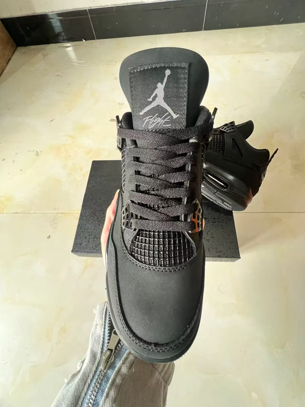 Air Jordan 4 Monochrome Black Basketball Shoes 3