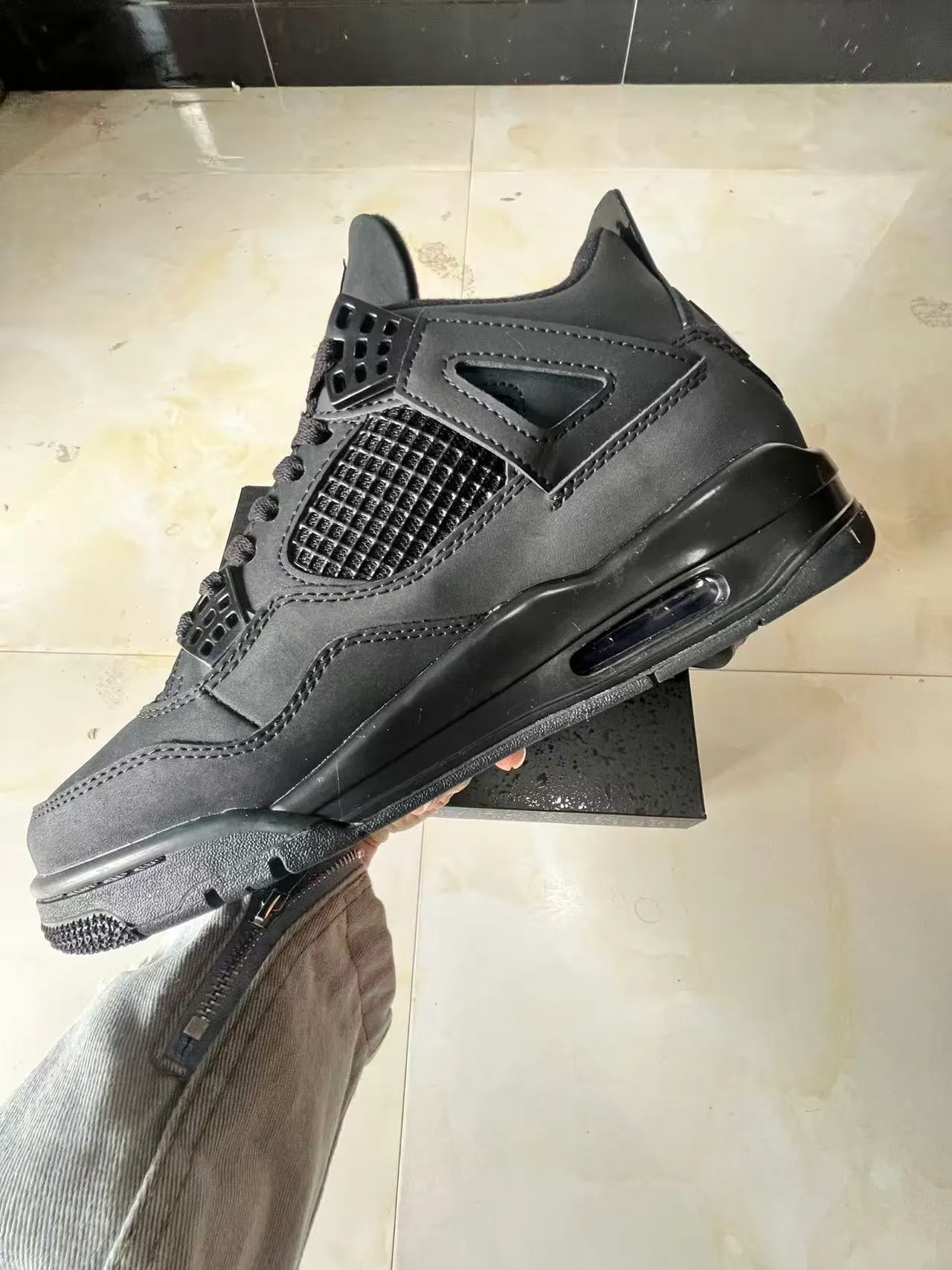 Air Jordan 4 Monochrome Black Basketball Shoes 5
