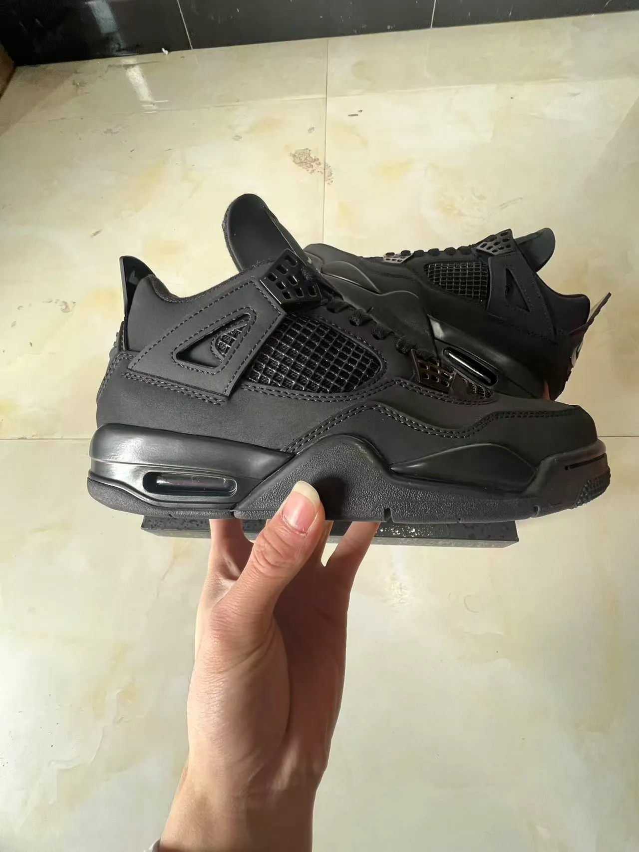 Air Jordan 4 Monochrome Black Basketball Shoes 7