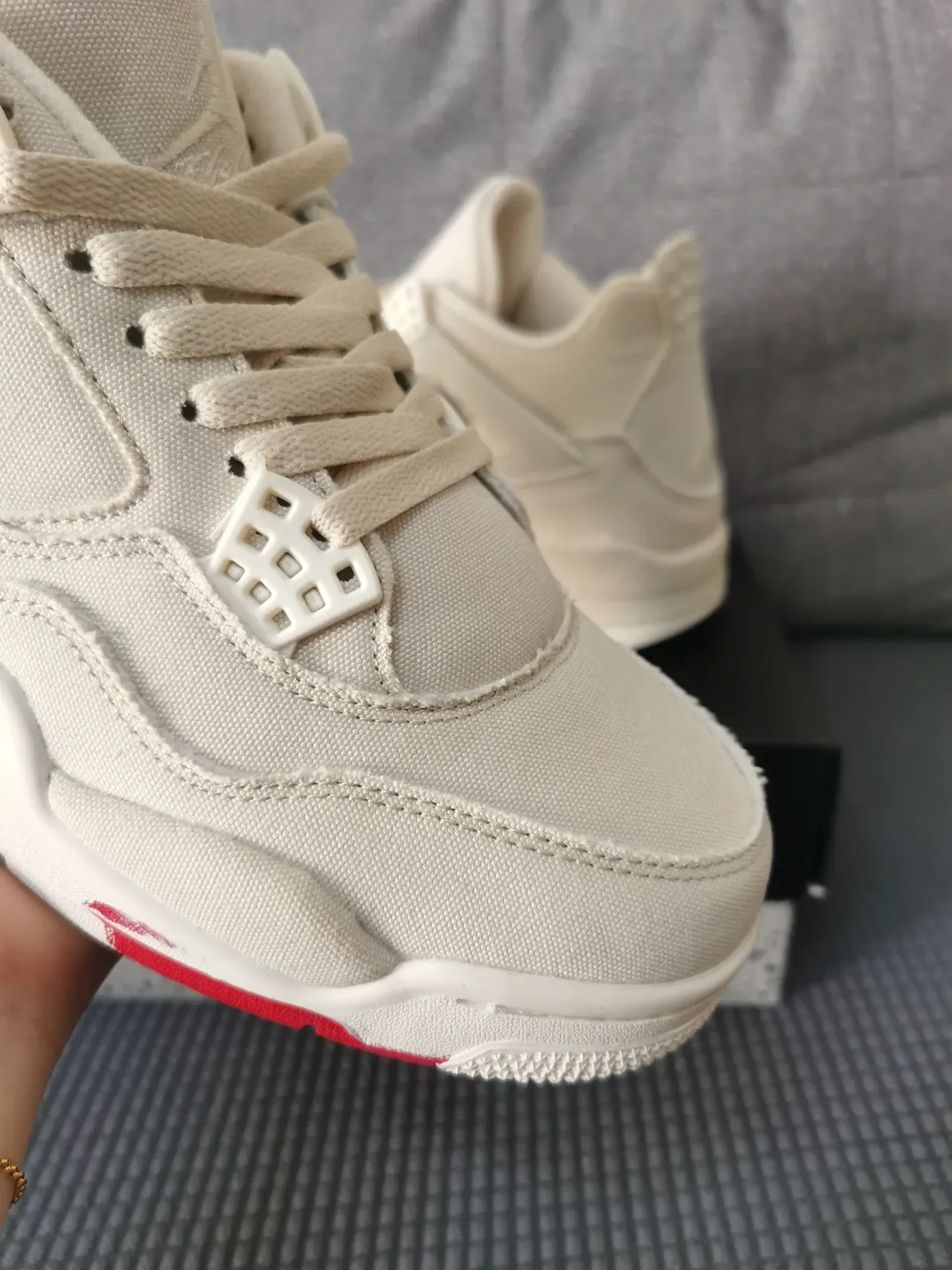 Air Jordan 4 Off-White Canvas Lifestyle Sneakers 6