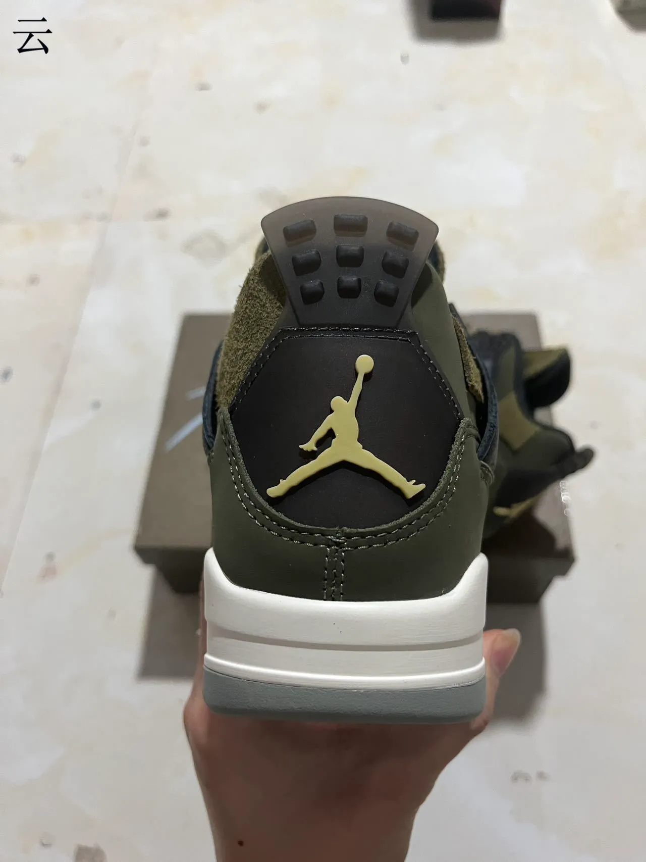 Air Jordan 4 Olive Green Black White Basketball Shoes 5