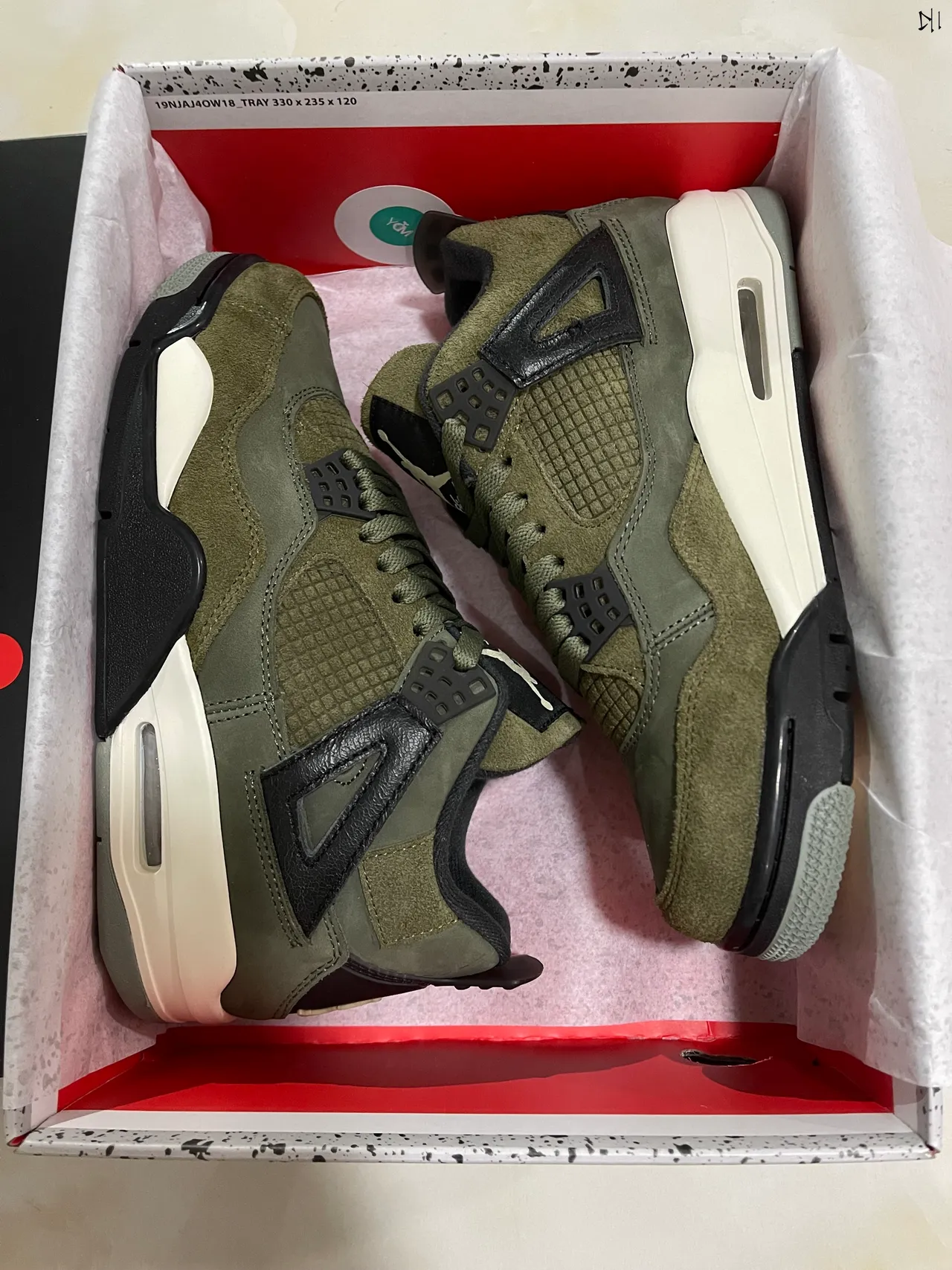 Air Jordan 4 Olive Green Suede and Mesh Basketball Shoes 8