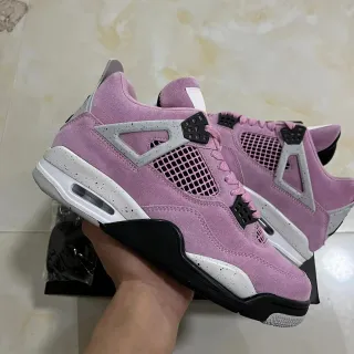 Air Jordan 4 Pink Suede Speckled White Basketball Shoes