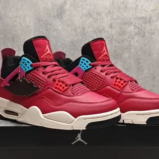 Air Jordan 4 Red Black Cyan Basketball Shoes