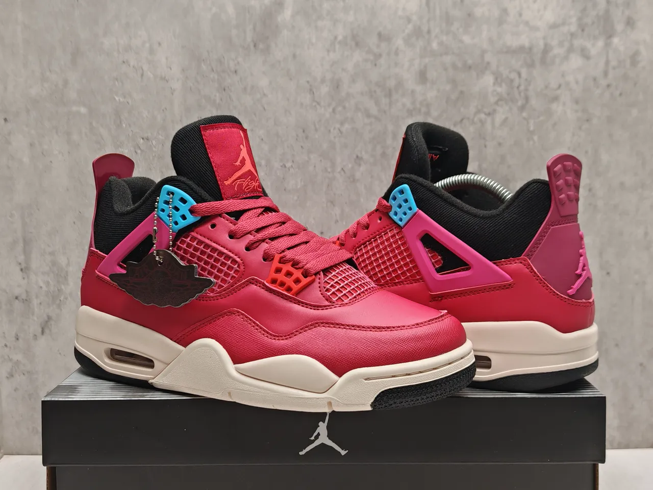Air Jordan 4 Red Black Cyan Basketball Shoes 4