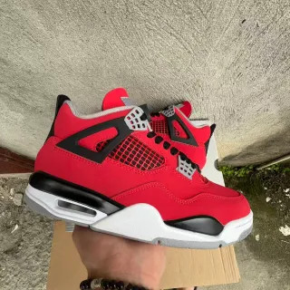 Air Jordan 4 Rojo Negro Blanco Zapatillas de Baloncesto