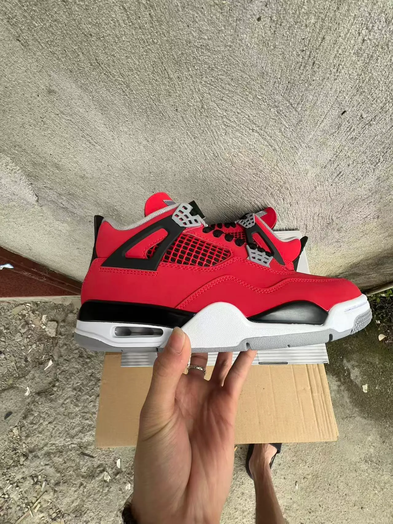 Air Jordan 4 Red Black White Basketball Shoes 7