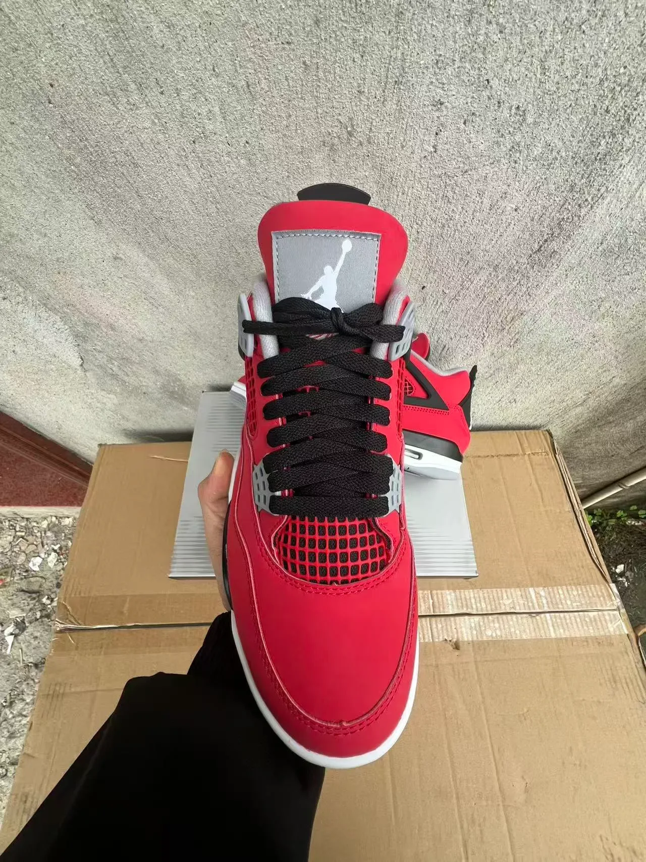 Air Jordan 4 Vermelho Preto Branco Tênis de Basquete 3