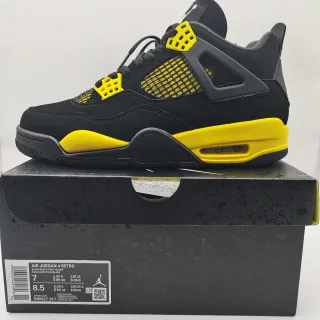 Air Jordan 4 Retro Black White Tour Yellow Basketball Shoes