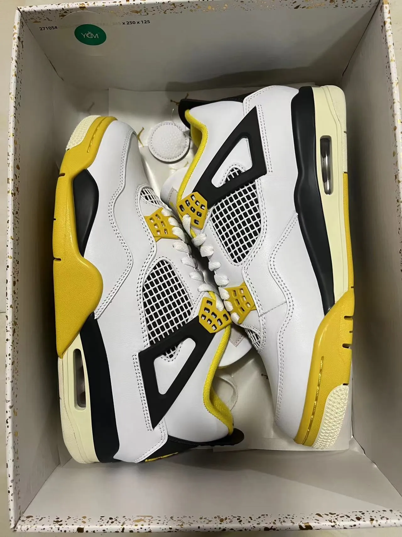 Air Jordan 4 White Black Yellow Basketball Shoes 3