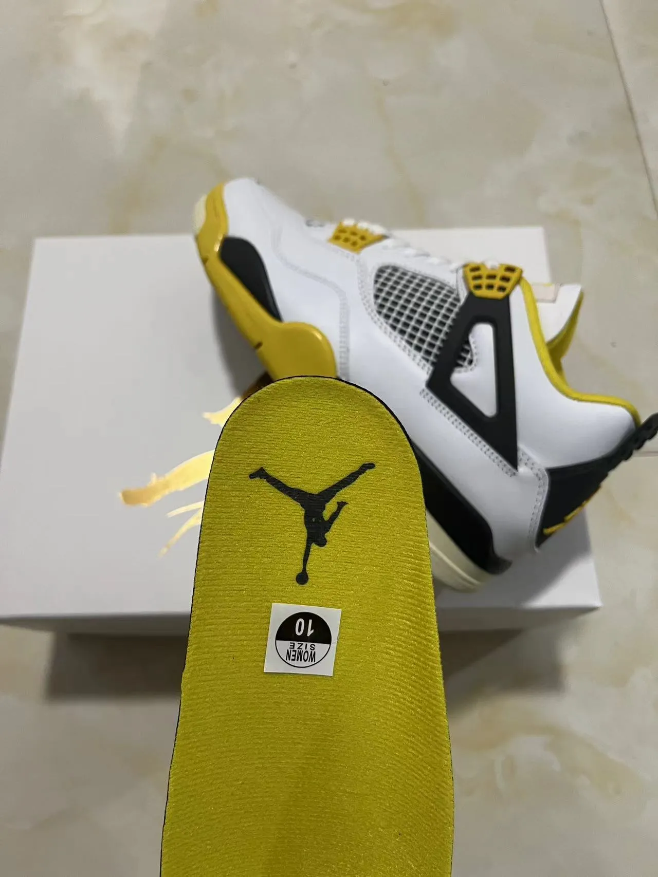Air Jordan 4 White Black Yellow Basketball Shoes 4