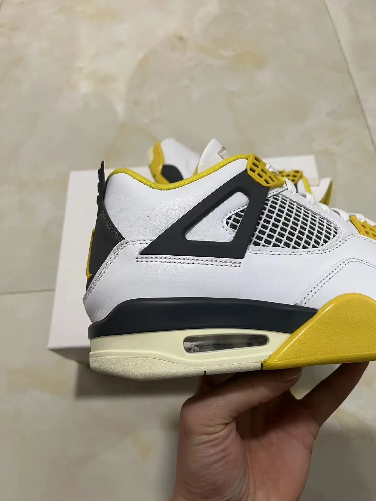Air Jordan 4 White Black Yellow Basketball Shoes 6