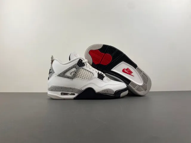 Air Jordan 4 White Gray Black Basketball Shoes 12