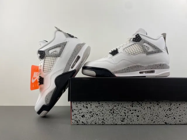 Air Jordan 4 White Gray Black Basketball Shoes 14