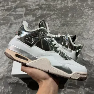 Air Jordan 4 White Metallic Silver Basketball Shoes