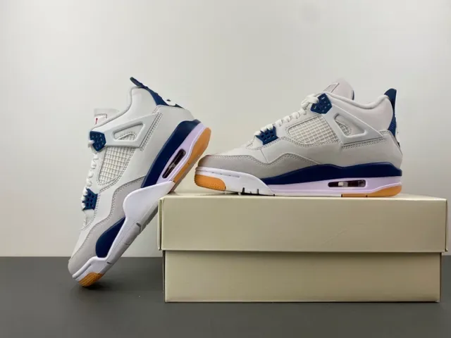 Air Jordan 4 White Navy Gum Chaussures de Basketball 14