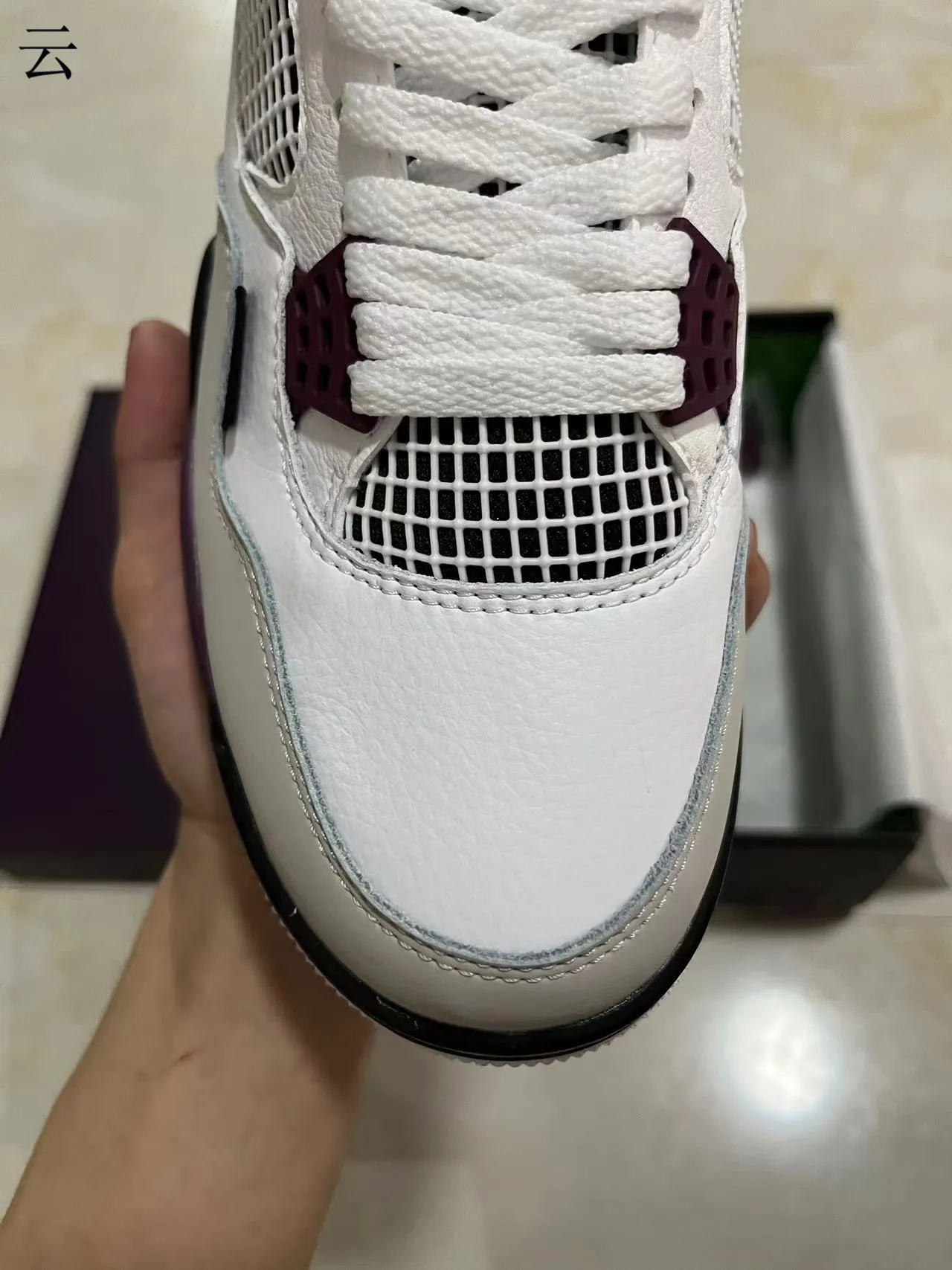 Air Jordan 4 White Purple Black Basketball Shoes 3