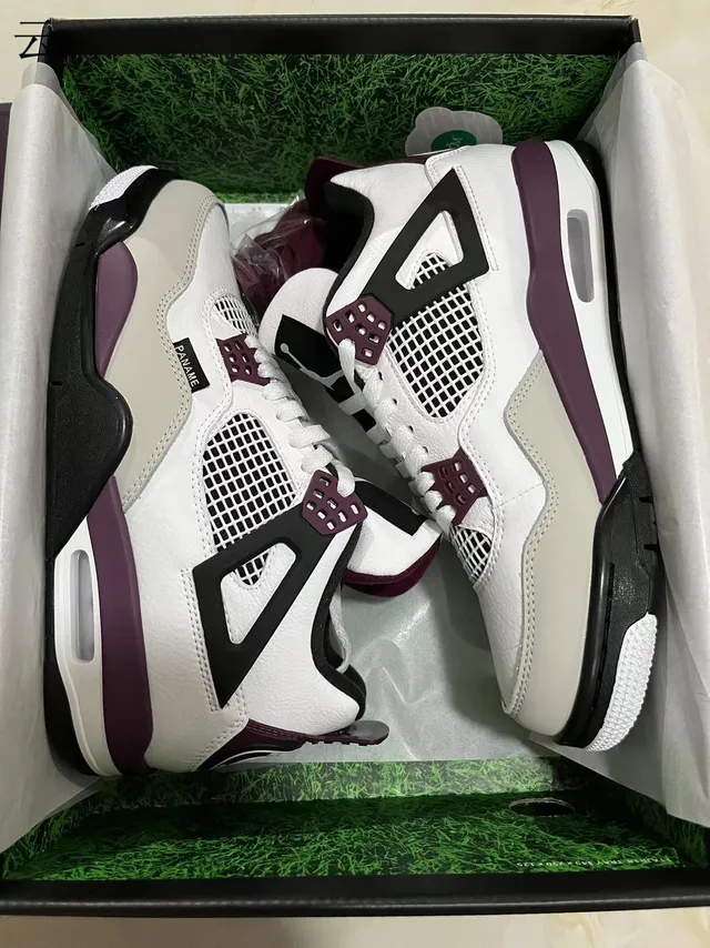 Air Jordan 4 White Purple Black Basketball Shoes 7