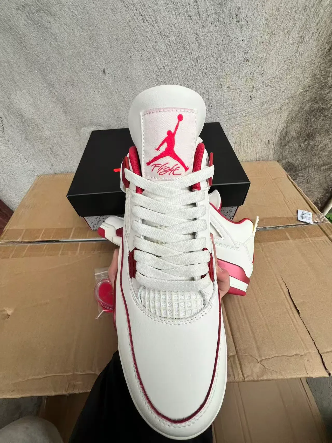 Air Jordan 4 Chaussures de Basketball Blanc Rouge Rose Métallique 3