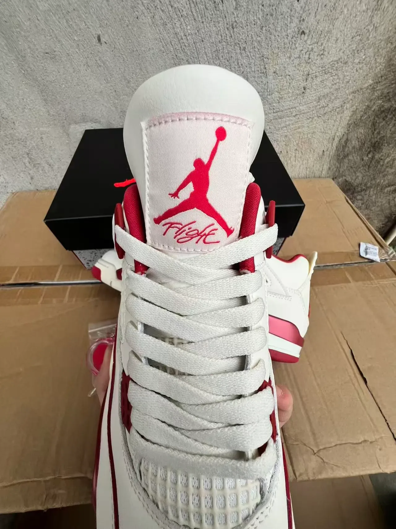 Air Jordan 4 Chaussures de Basketball Blanc Rouge Rose Métallique 4